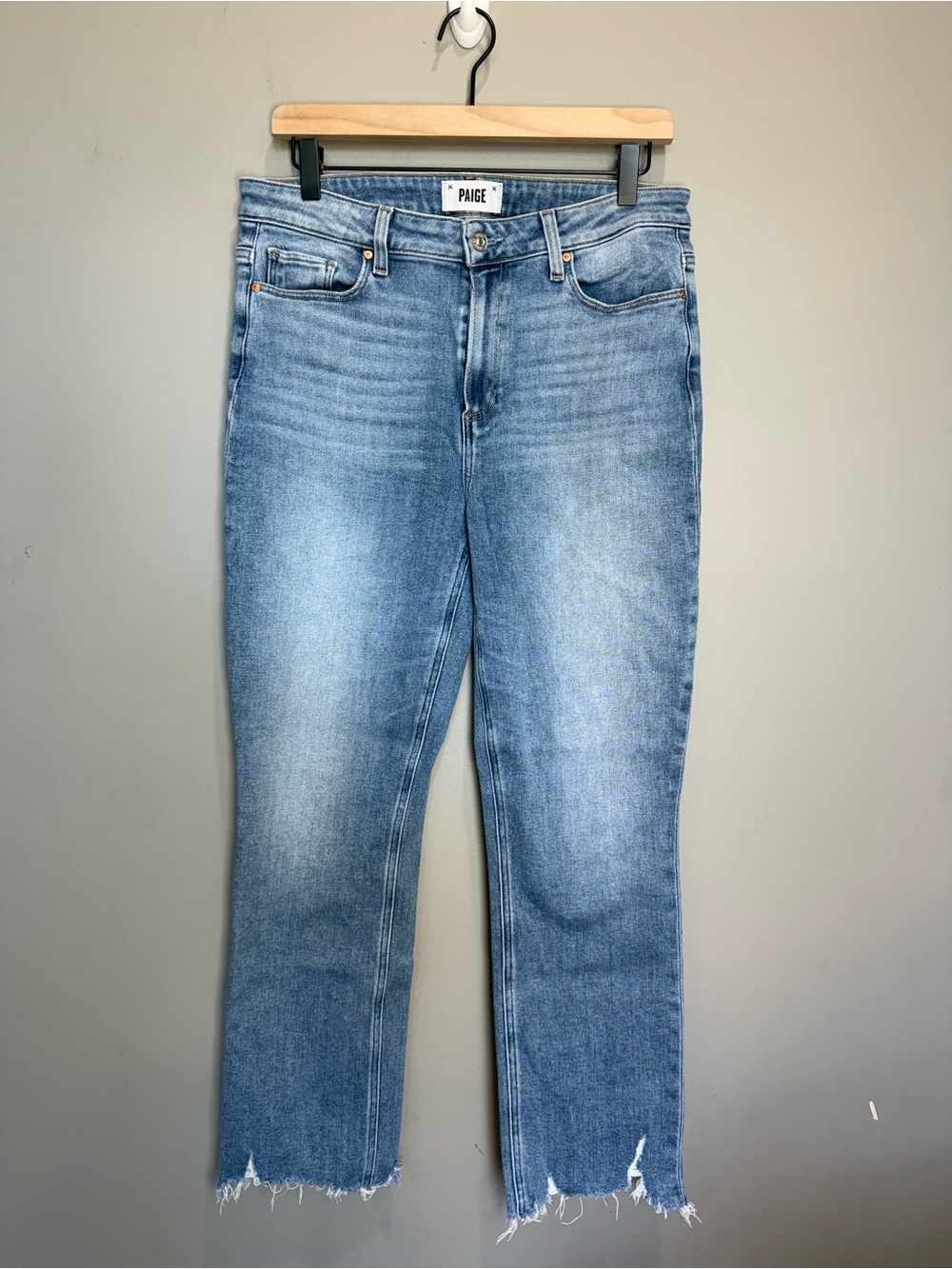 PAIGE Cindy High Rise Straight Raw Hem Jeans 31